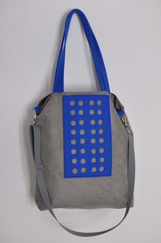 Torba hobo XXL - szarość, kobalt PRACOWNIA 166