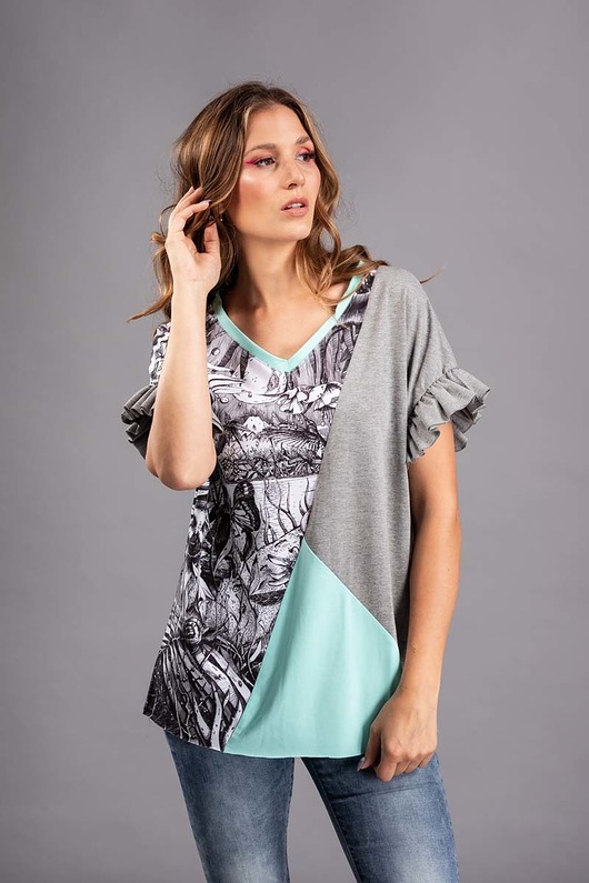 t-shirt damskie Kolorowa koszulka oversize nadruk Dżungla