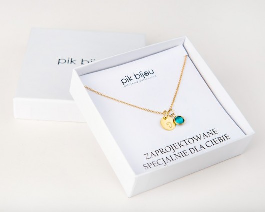 Pozłacany, personalny naszyjnik. kryształ Swarovski. KaroBijouLine