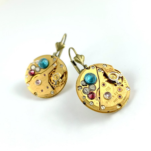 kolczyki pozłacane Kolczyki pozłacane - Golden Treasure - turkus