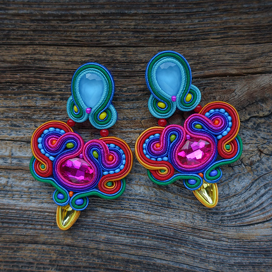 kolczyki soutache Duże i kolorowe kolczyki sutasz