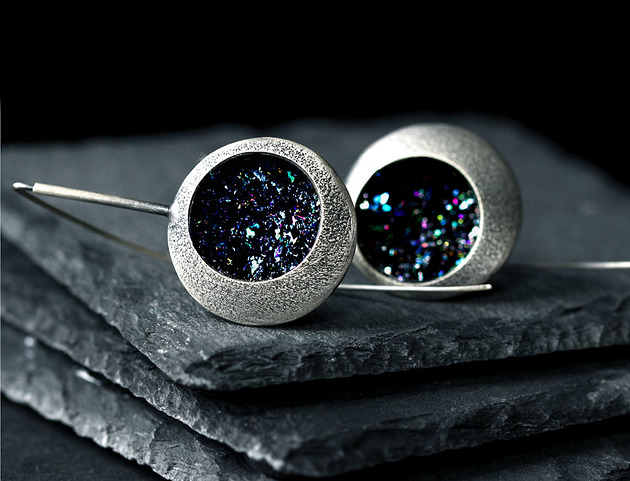 kolczyki wire wrapping Srebrne kolczyki wiszące GLAMOUR