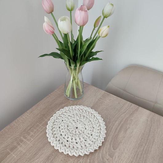 podkładki do kuchni Podkładka szydełkowa ze sznurka okrągła 20cm