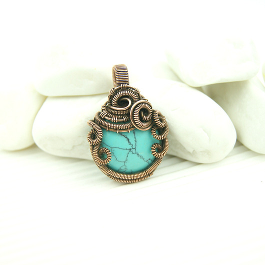 wisiory Wisiorek z howlitem wire wrapping