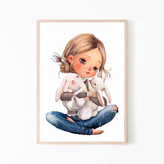 PLAKAT,OBRAZEK Oliwia i króliczki Dekoracjan