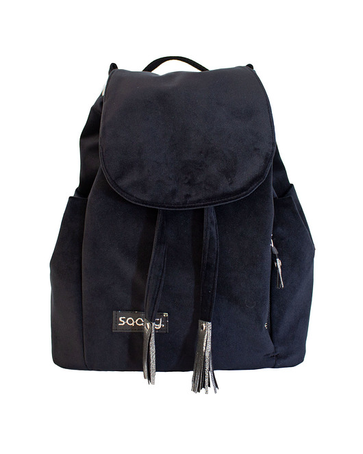 plecaki Czarny welurowy plecak premium