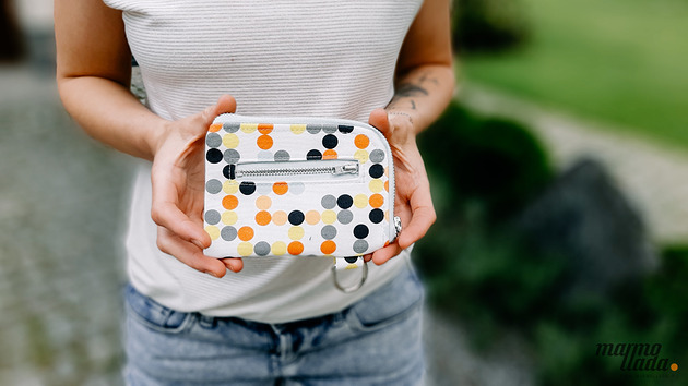 portfele damskie Marmollada - portfel bawełniany kropki + błękitny