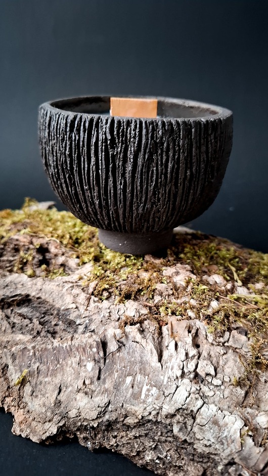 świeczniki i świece Świeca z wosku oliwkowego w ceramicznej czarce