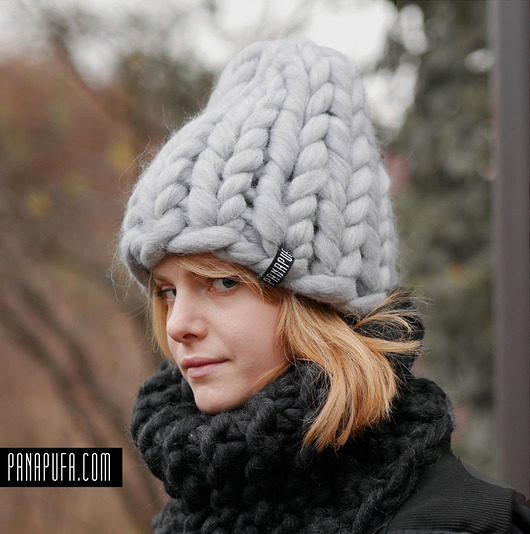 czapki damskie Wełniana ciepła czapka Beanie w grubym splocie