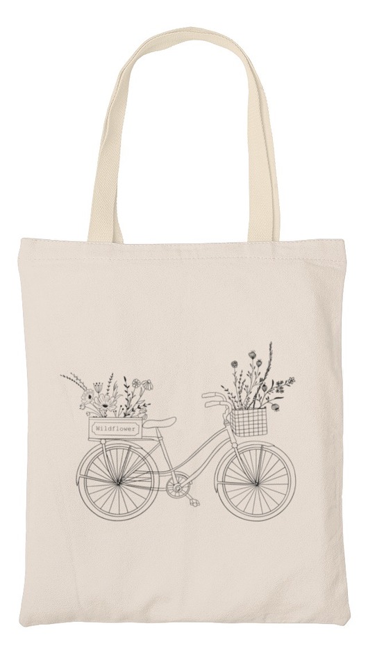 torby na zakupy Torba kwiaty rośliny line art rower