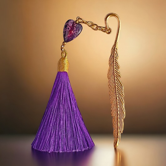 zakładki do książek Zakładka PREMIUM : serce : jaspis cesarski : fiolet