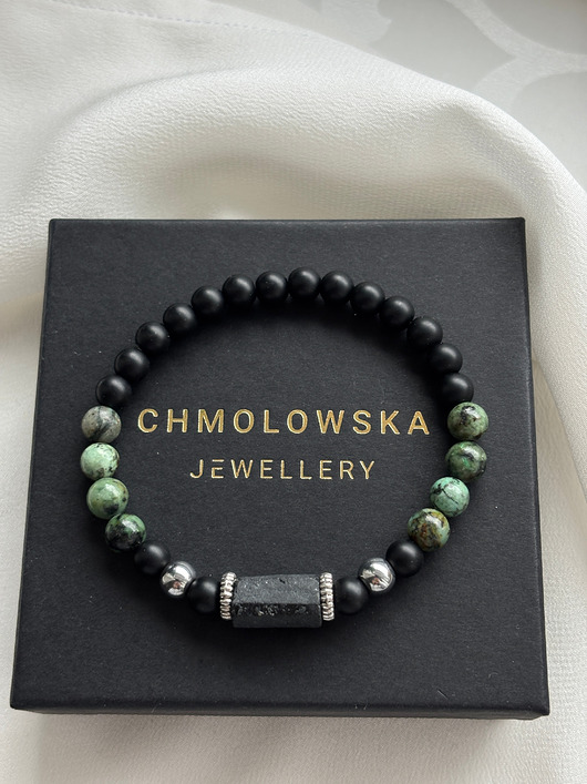biżuteria męska Bransoletka Męska Turkus afrykański i Turmalin