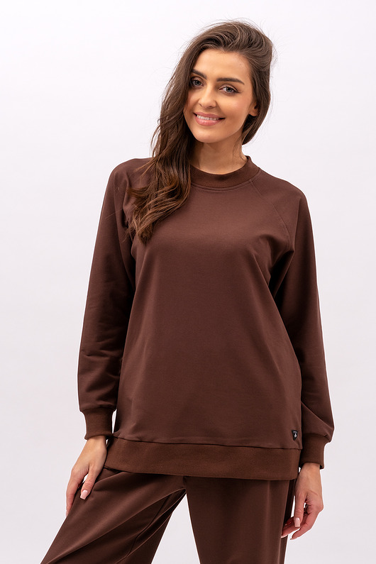 bluza bez kaptura damska Bluza damska raglan basic ,,ADALET" czekolada
