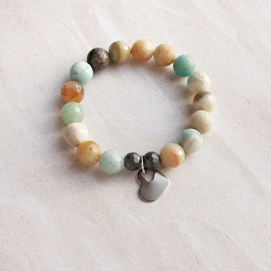 bransoletki z kamieni naturalnych AMAZONIT & stal szlachetna : SERCE
