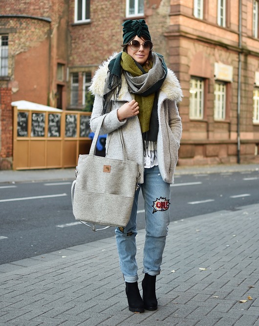 torby na ramię Szara torba na ramię imitacja lnu A4