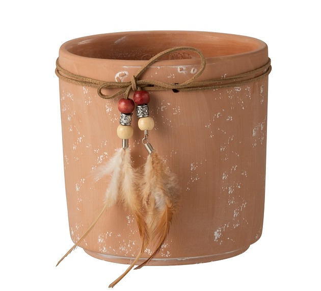 doniczki Doniczka oslonka boho piora 13,5cm