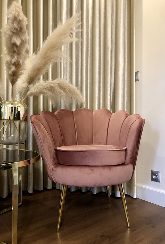 fotele Fotel muszelka glamour Magic Velvet brudny róż