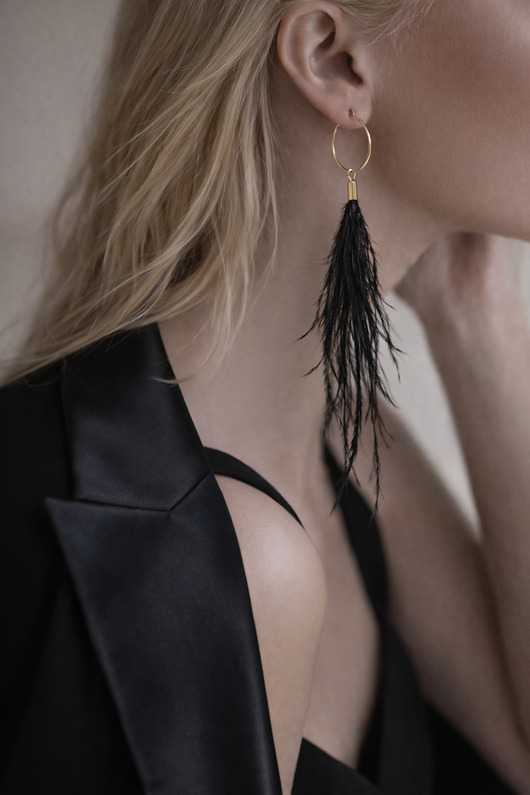 kolczyki z piórami Kolczyki z piór Onyks