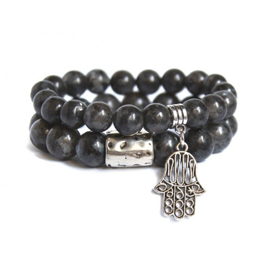wyjątkowy LABRADORYT & hamsa kaktusia