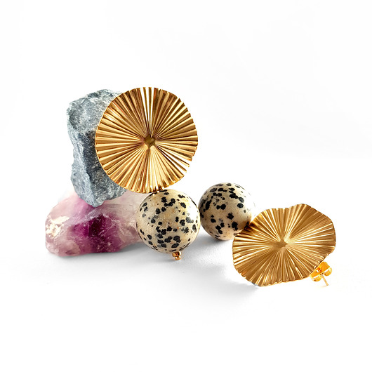 kolczyki z kamieniami Jaspis dalmatyńczyk kolczyki sztyfty