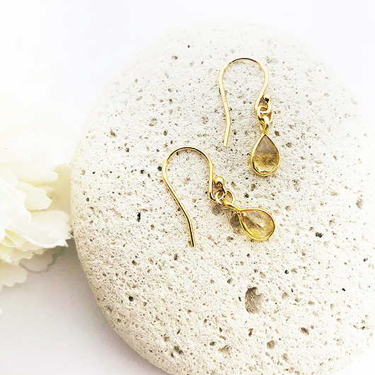 Złote kolczyki z cytrynem, citrine earrings Anemon Atelier
