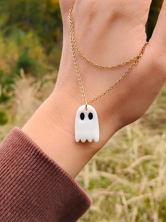 wisiory Naszyjnik duch, akcesoria na halloween, zawieszka w kształcie ducha, boho