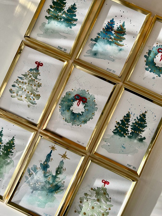 obrazy Świąteczne akwarele 10 x 15