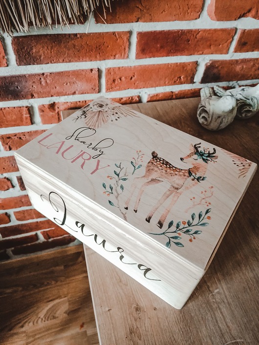 pojemniki na zabawki SARENKA  BOHO M pudełko skrzynka na zabawki skarby z imieniem