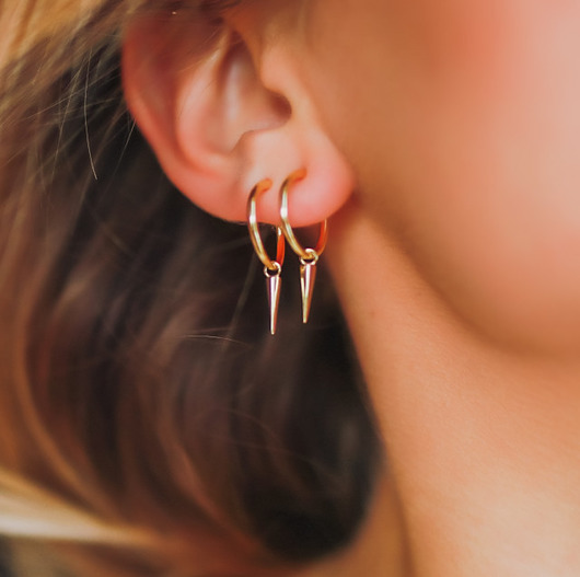 Kolczyki mini koła z kolcem - srebro 925 pozłaca Coccola JEWELLERY