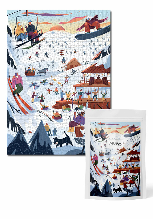 puzzle dla dzieci Puzzle 1000 "Apres Ski" by Magdalena Koźlicka w papierowym woreczku