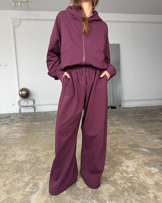 spodnie dresowe damskie Spodnie Wow light mauve wine (pętelka)
