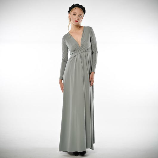  Magdalena Patria Grey- szara sukienka maxi milita nikonorov
