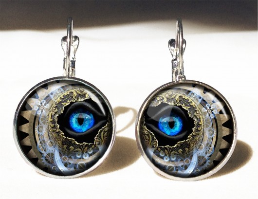 Kolczyki duże wiszące Steampunk eye EGGinEGG