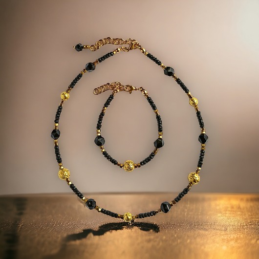 komplet biżuterii KOMPLET naszyjnik i bransoletka GLAM :: krótki naszyjnik choker.