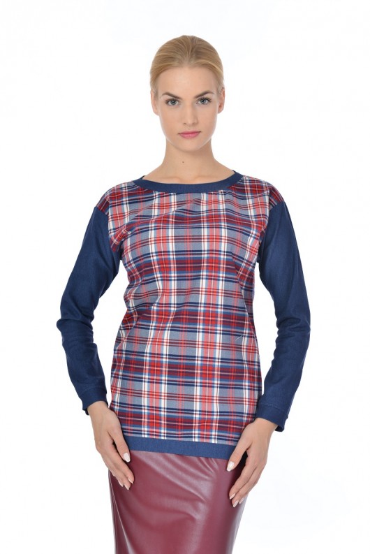 Bluza w kratę jeans granat Insist