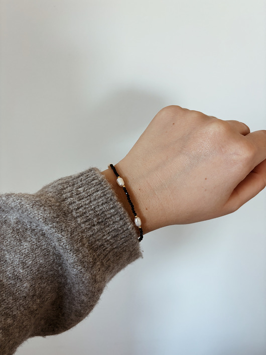 bransoletki z kamieni naturalnych Bransoletka czarna onyks z perłami