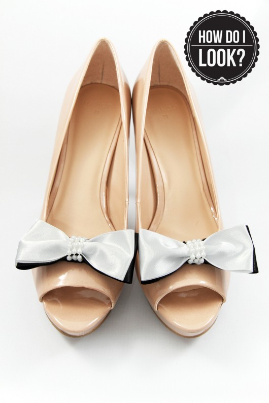 Classy Bow - White & Black - klipsy do butów HowDoILook