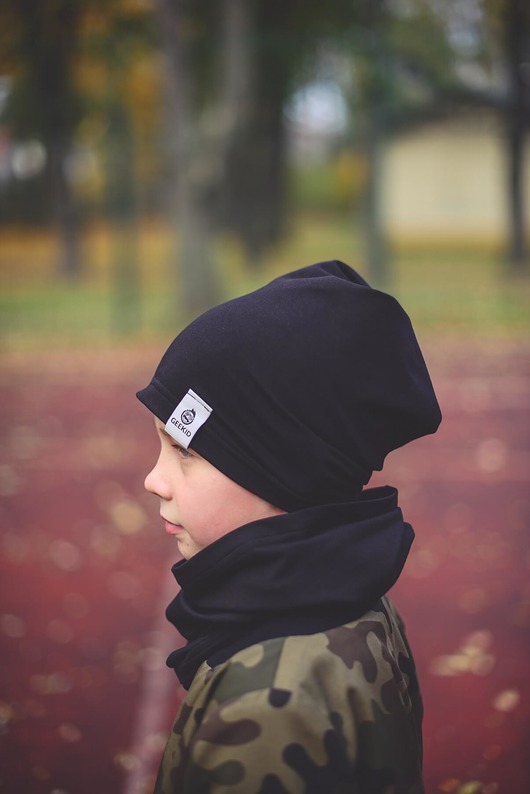 Zestaw Czapka Z Kominem Czarny GEEKID