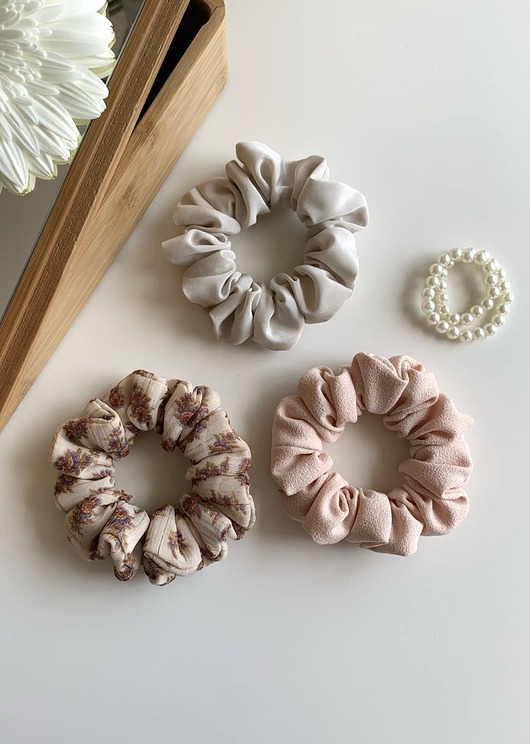 gumki do włosów Zestaw 3 scrunchies do włosów - Puder, Golden Touch & Pearl