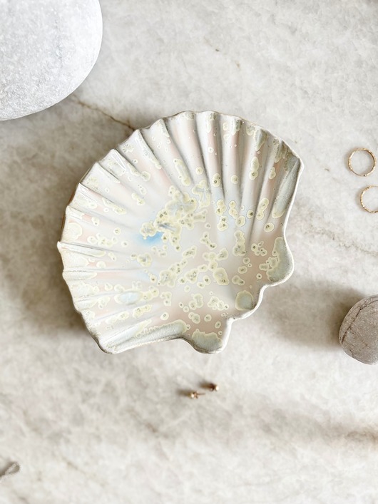 dodatki - różne Ceramiczna muszla M - talerzyk na biżuterię