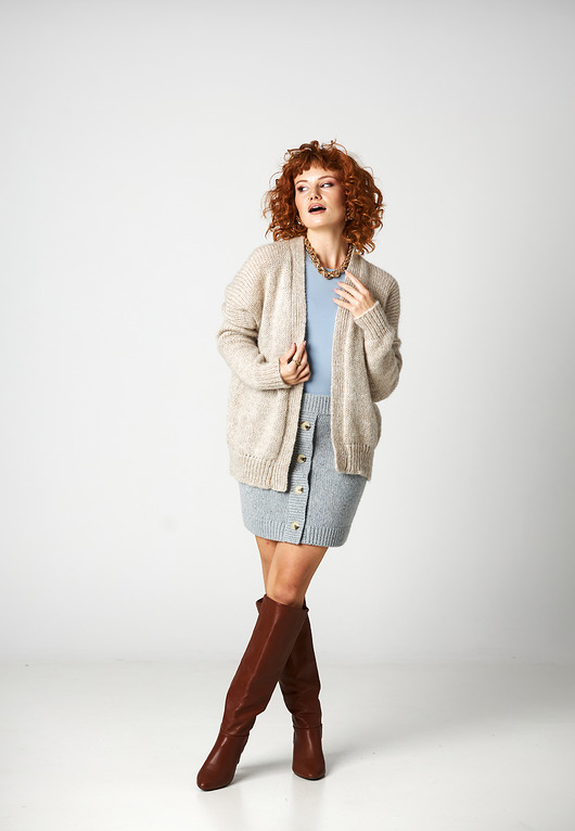 kardigany damskie Alpaka sweter Akane - beżowy