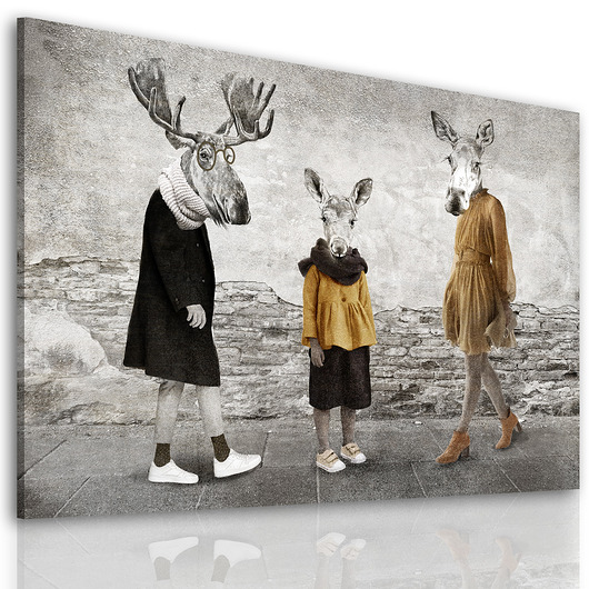 obrazy OBRAZ NA PŁÓTNIE-RODZINA ŁOSI-120x80