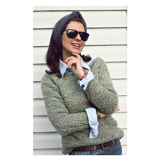 Szara opaska handmade z wełną Mademoiselle Patrini