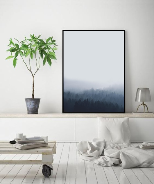 PLAKAT  LAS WE MGLE plakat z lasem black dot studio