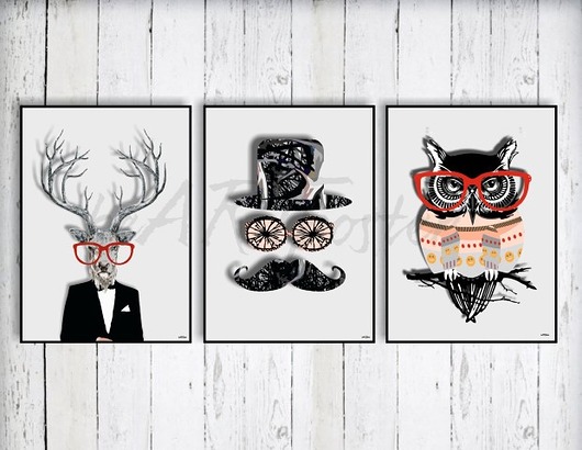 Plakat TRYPTYK Hipsterzy 3SZT. Be ART