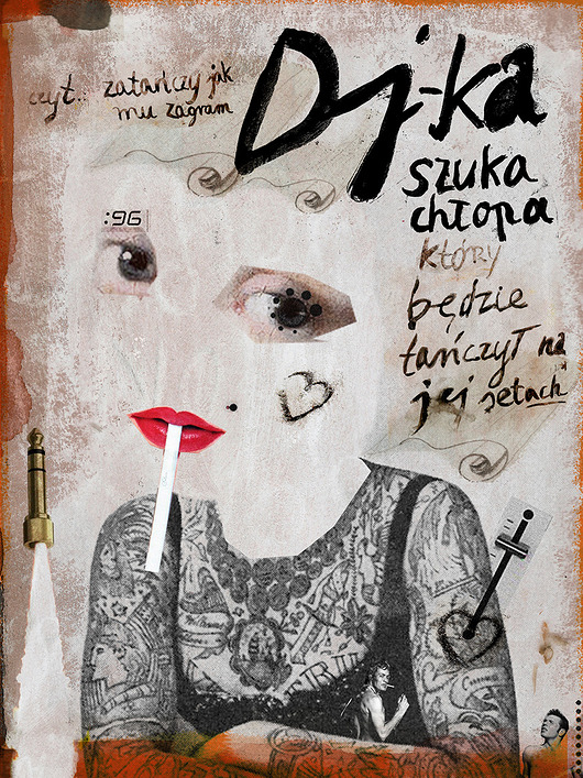 plakaty Plakat ILUSTRACJA DJ-ka muzyka techno rave urodziny impreza prezent dla niej