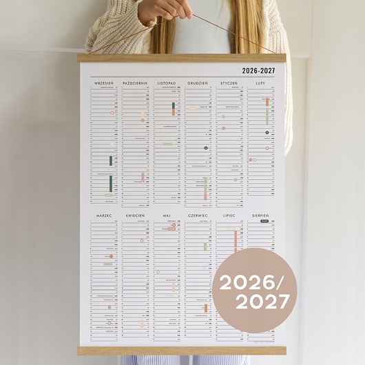 kalendarze i plannery Planer szkolny 2026/2027 ścienny z naklejkami - Święta, Niedz. Handl 70x100