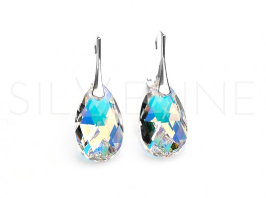Kolczyki kryształ SWAROVSKI Almond Crystal AB silverine