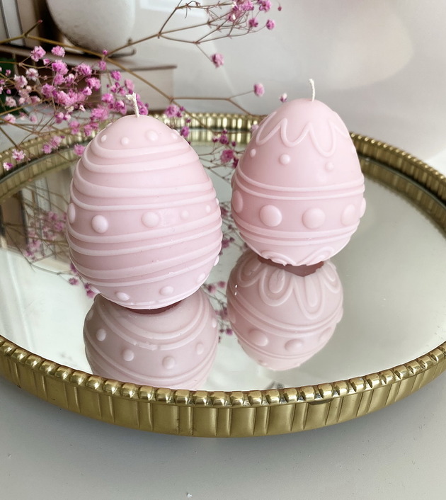 świeczniki i świece Świece ekologiczne sojowe dekoracyjne jajka wielkanocne kolor wosku różowy