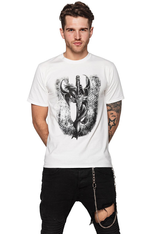 t-shirty męskie T-shirt męski UNDERWORLD Dragon biały